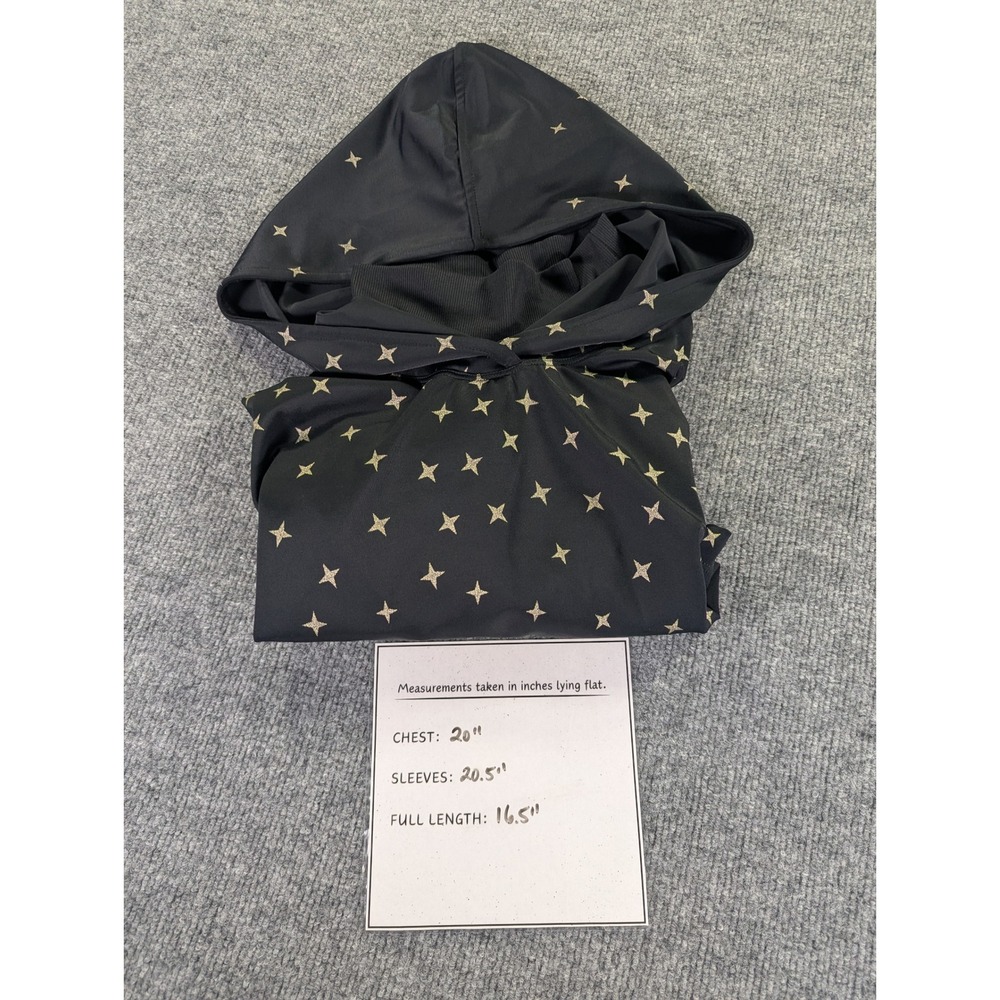 Koral Clover Impression Sweatshirt Black Gold Star Constellation Crop Hoodie S - Picture 2 of 8